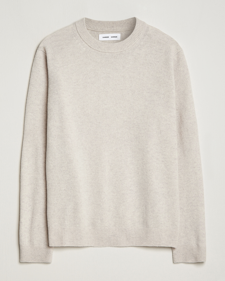 Herren | Samsøe & Samsøe | Samsøe & Samsøe | Isak Merino Knitted Sweater Silver Lining
