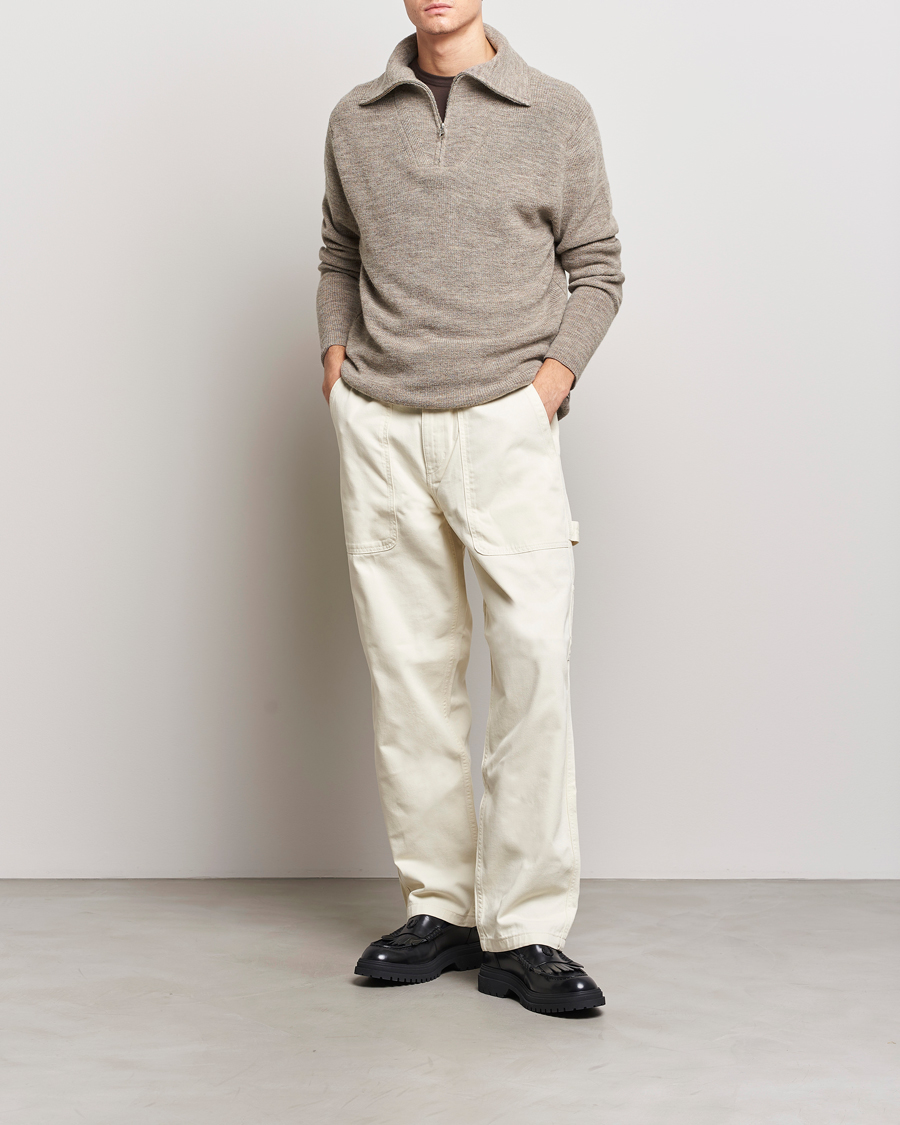 Herren | Pullover | NN07 | Carl Rib Knitted Half Zip Nature Melange