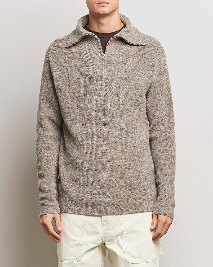 Herren | Pullover | NN07 | Carl Rib Knitted Half Zip Nature Melange