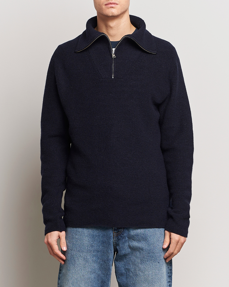 Men |  | NN07 | Carl Rib Knitted Half Zip Navy Blue