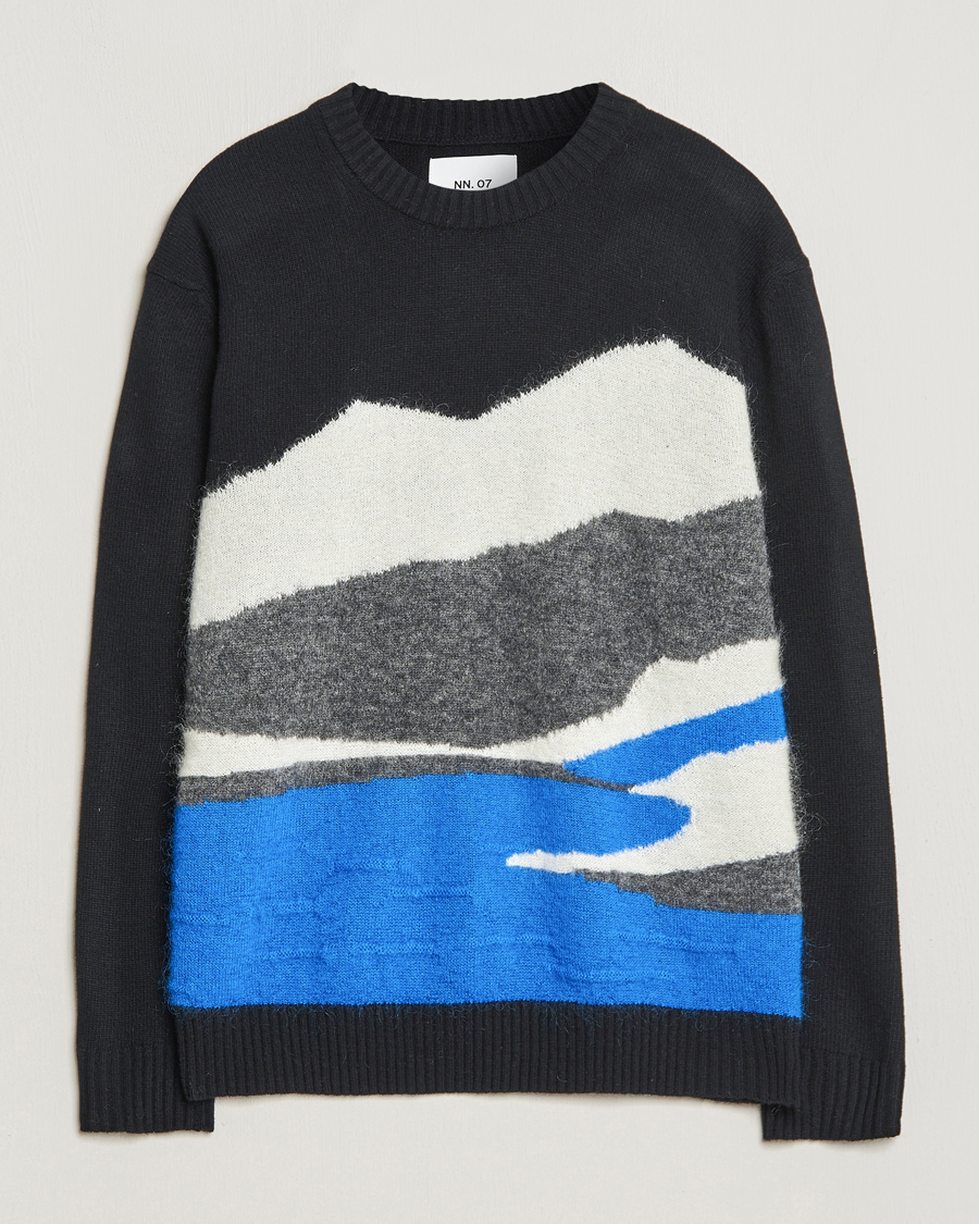Herren | Pullover | NN07 | Jason Mohair Wool Sweater Black Multi