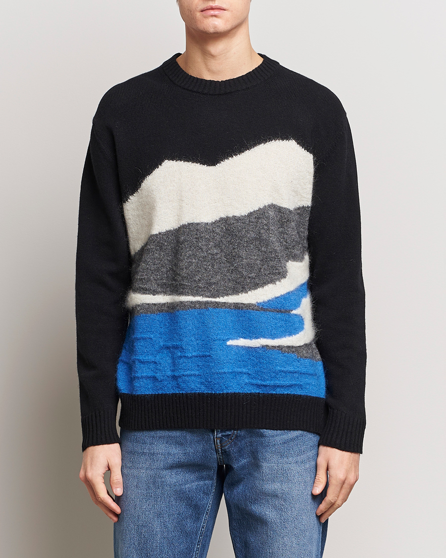 Herren | NN07 | NN07 | Jason Mohair Wool Sweater Black Multi