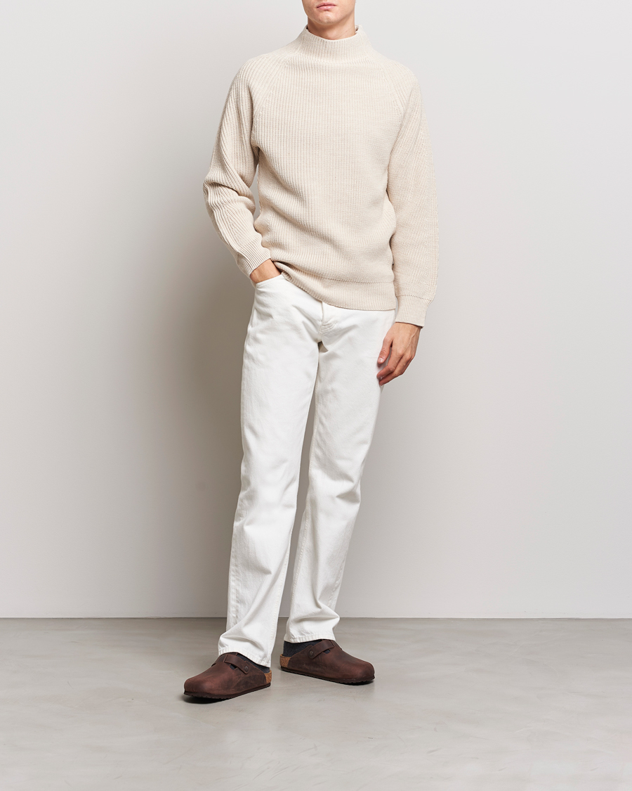 Herren | Pullover | NN07 | Liam Mock Neck Sweater Nature Melange