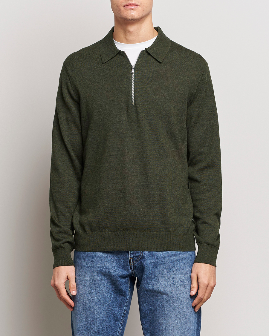 Herren | Sale kleidung | NN07 | Sergio Half-Zip Polo Dark Green