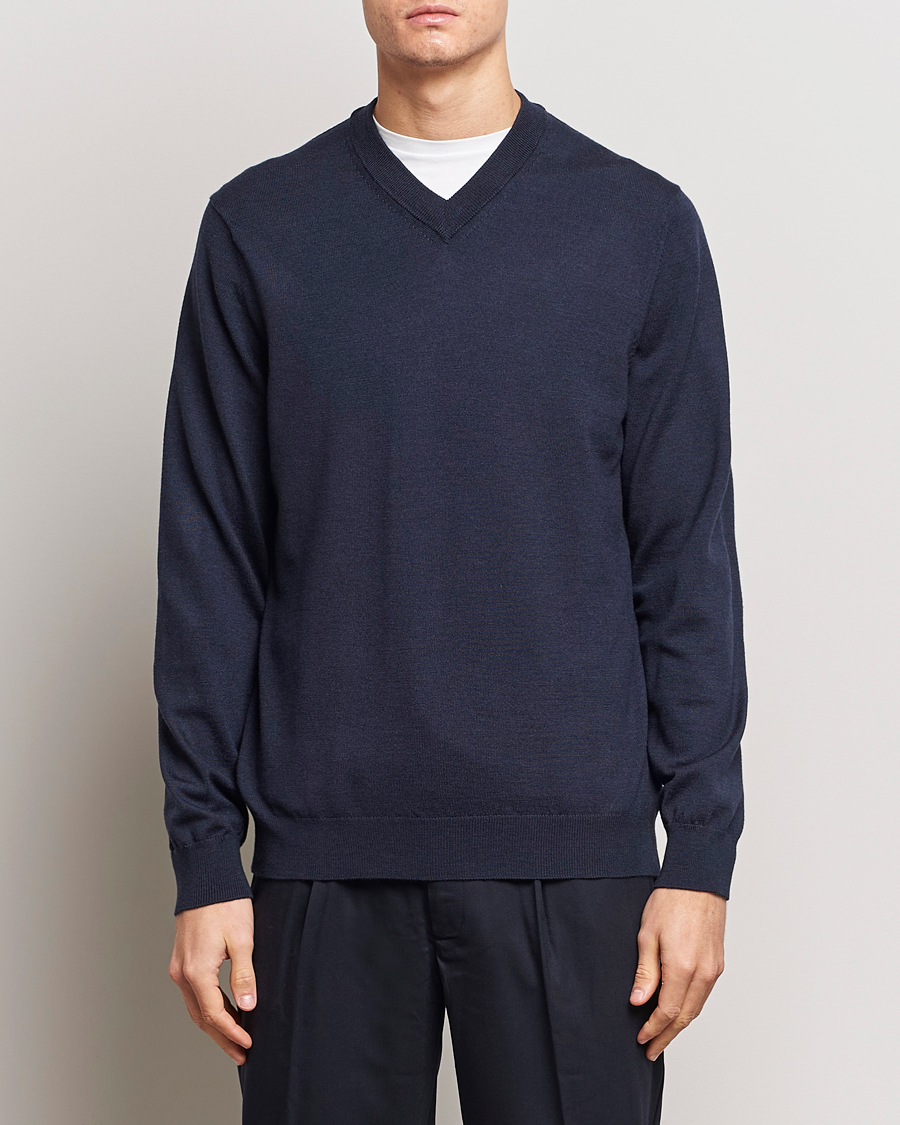 Herren | Sale kleidung | NN07 | Sergio V-Neck Pullover Navy Melange