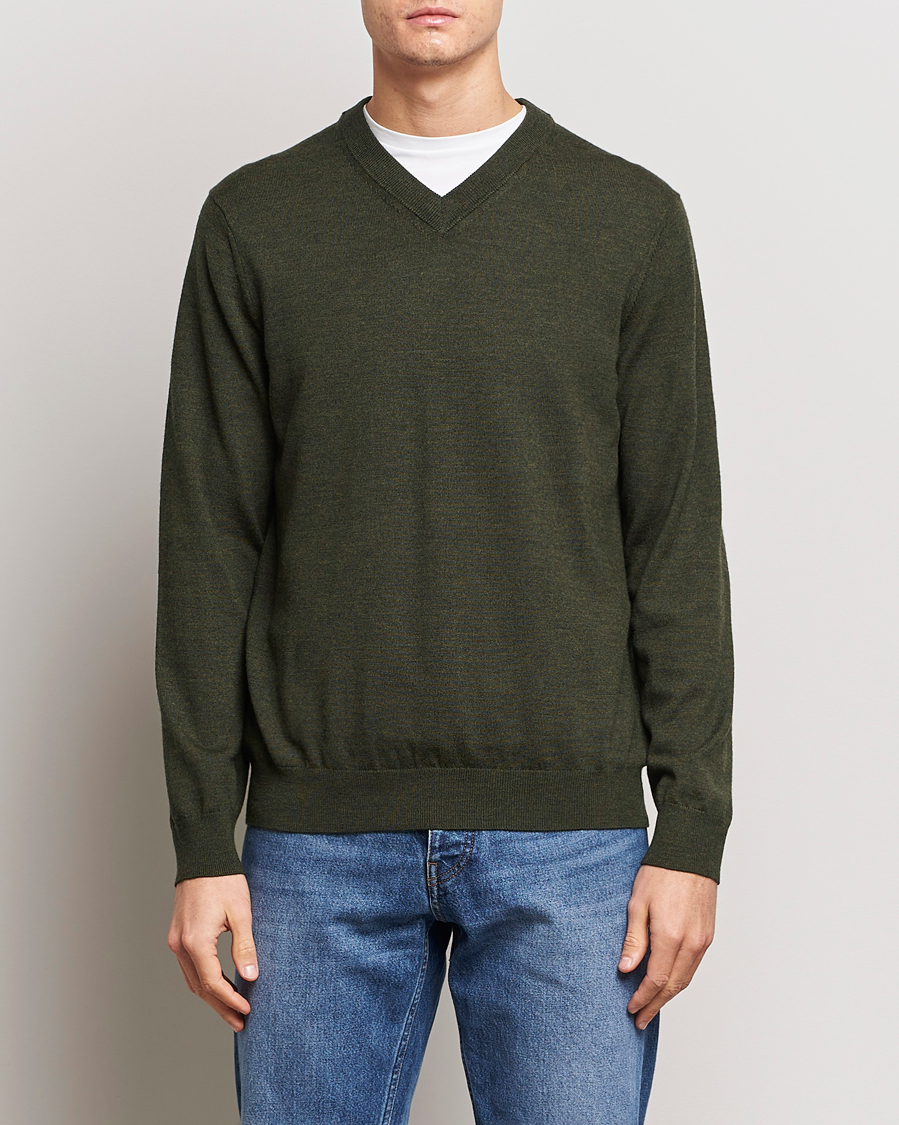 Men | V-Neck Jumpers | NN07 | Sergio V-Neck Pullover Dark Green