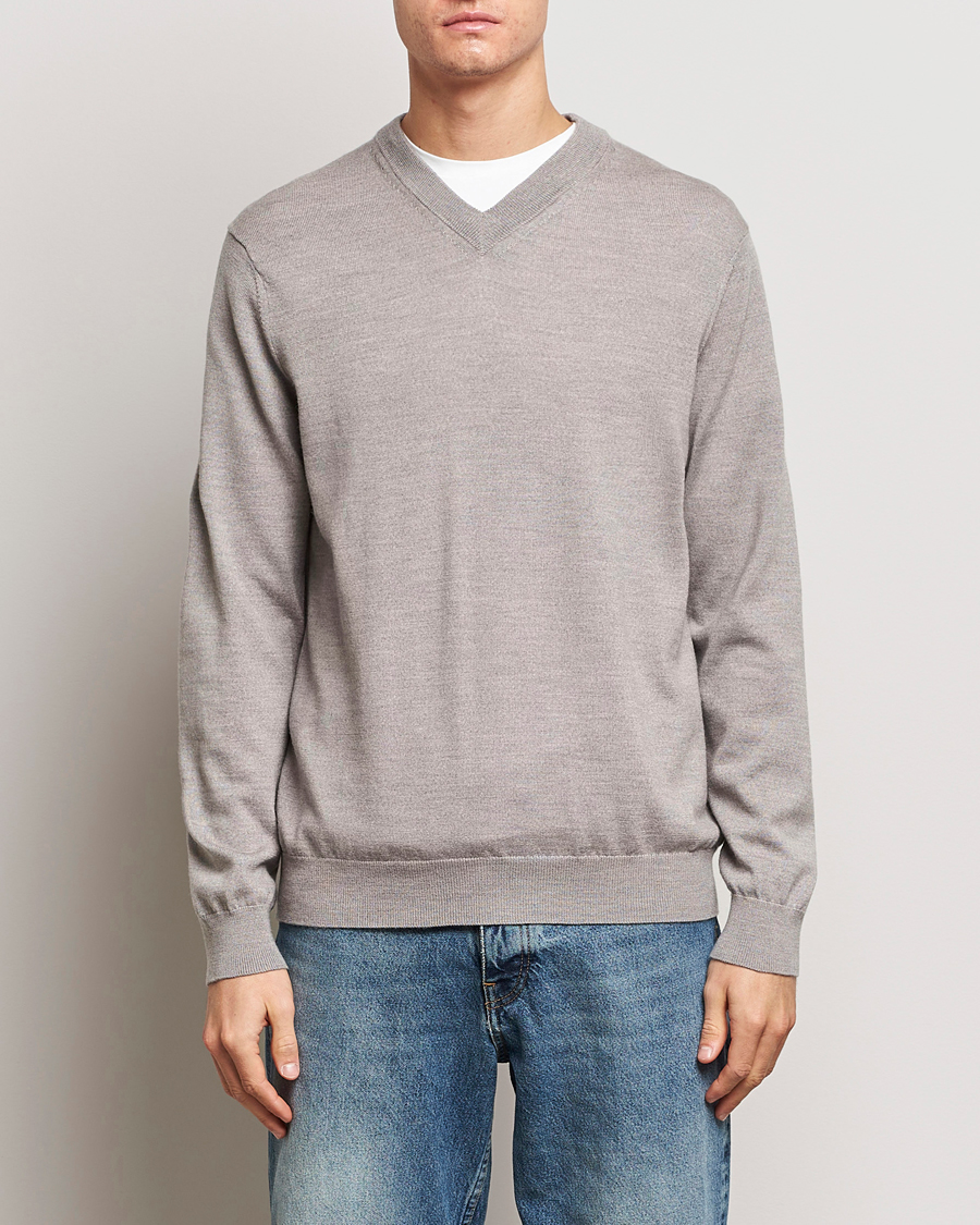 Men | V-Neck Jumpers | NN07 | Sergio V-Neck Pullover Stone