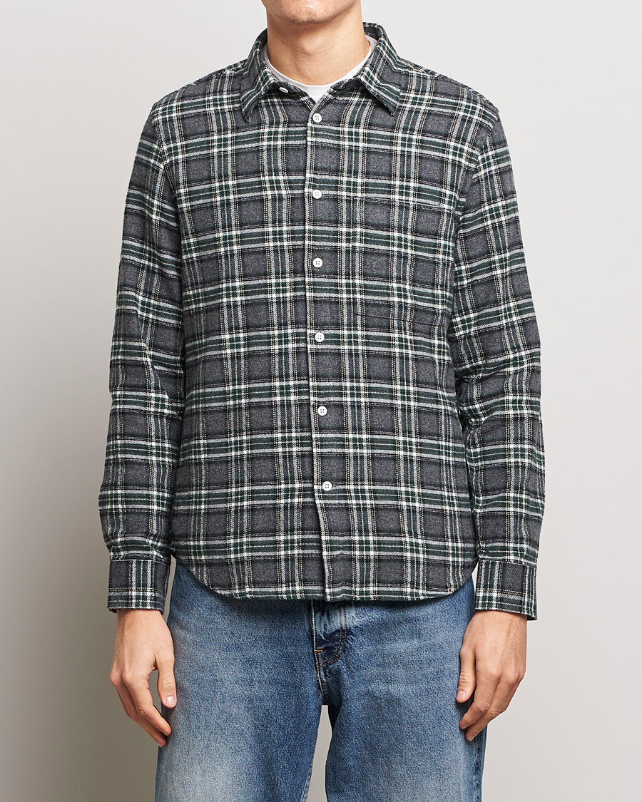 Herren | Business & Beyond | NN07 | Arne Checked Cotton Shirt Dark Grey