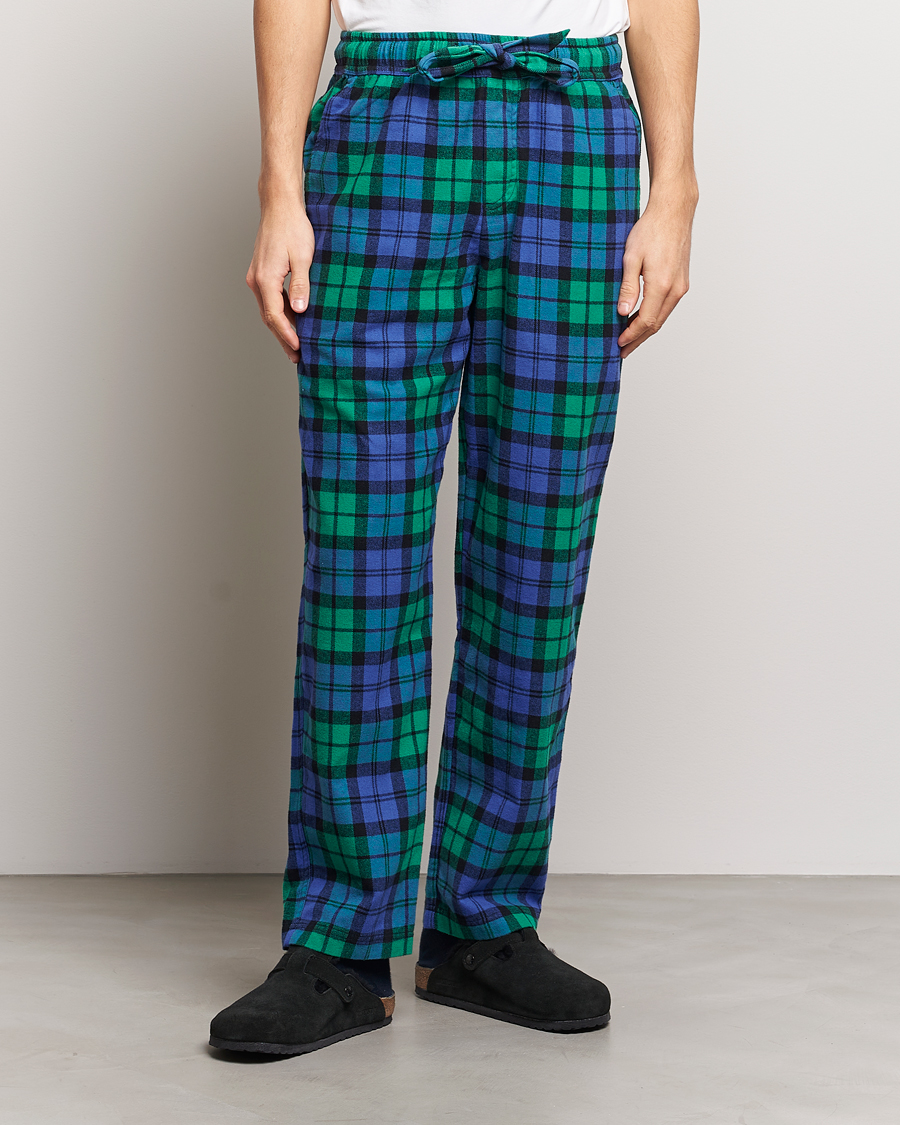 Herren | Pyjamas | Tekla | Flannel Checked Pyjama Pants Green/Blue