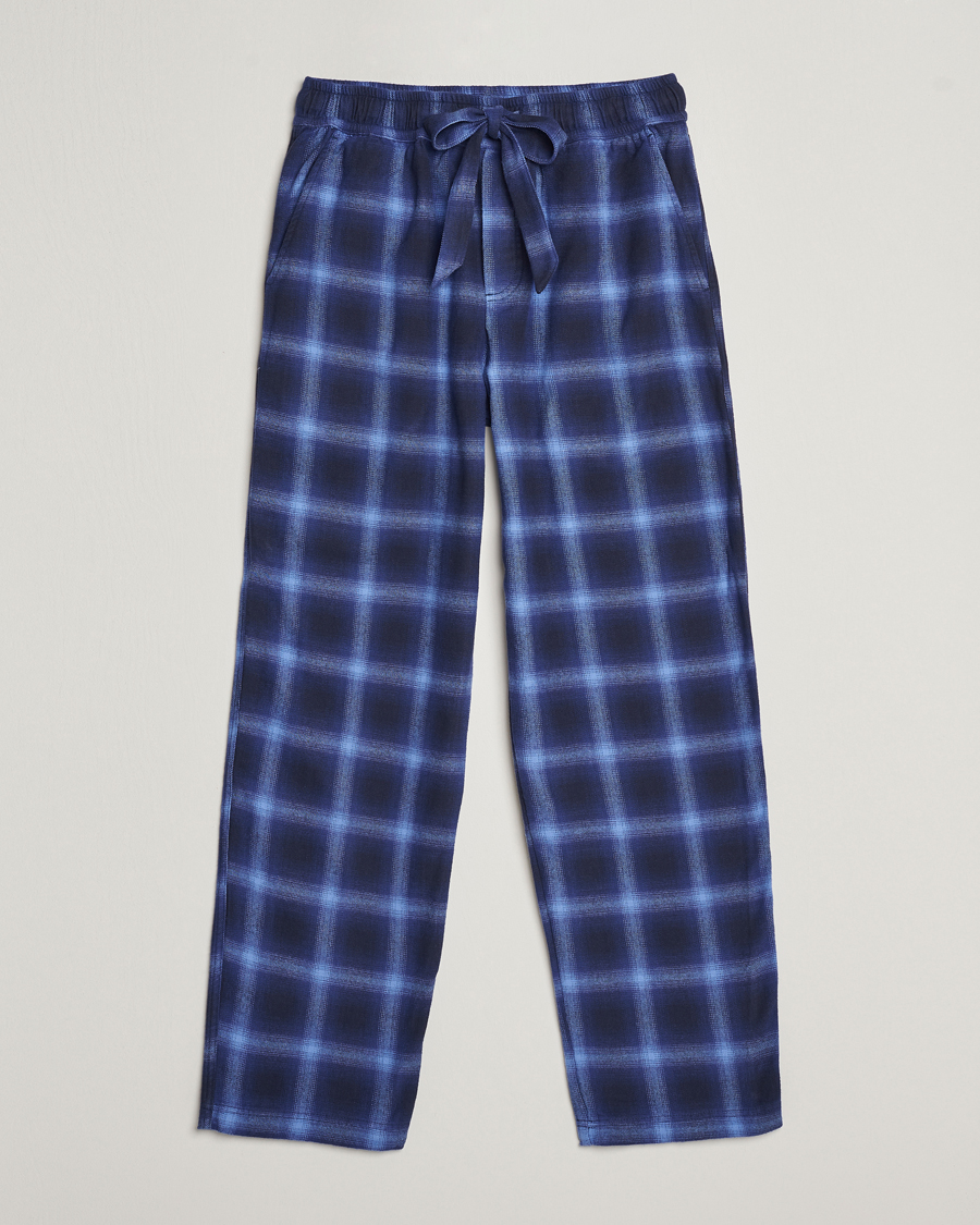 Herren | Pyjamas | Tekla | Flannel Checked Pyjama Pants Navy/Blue