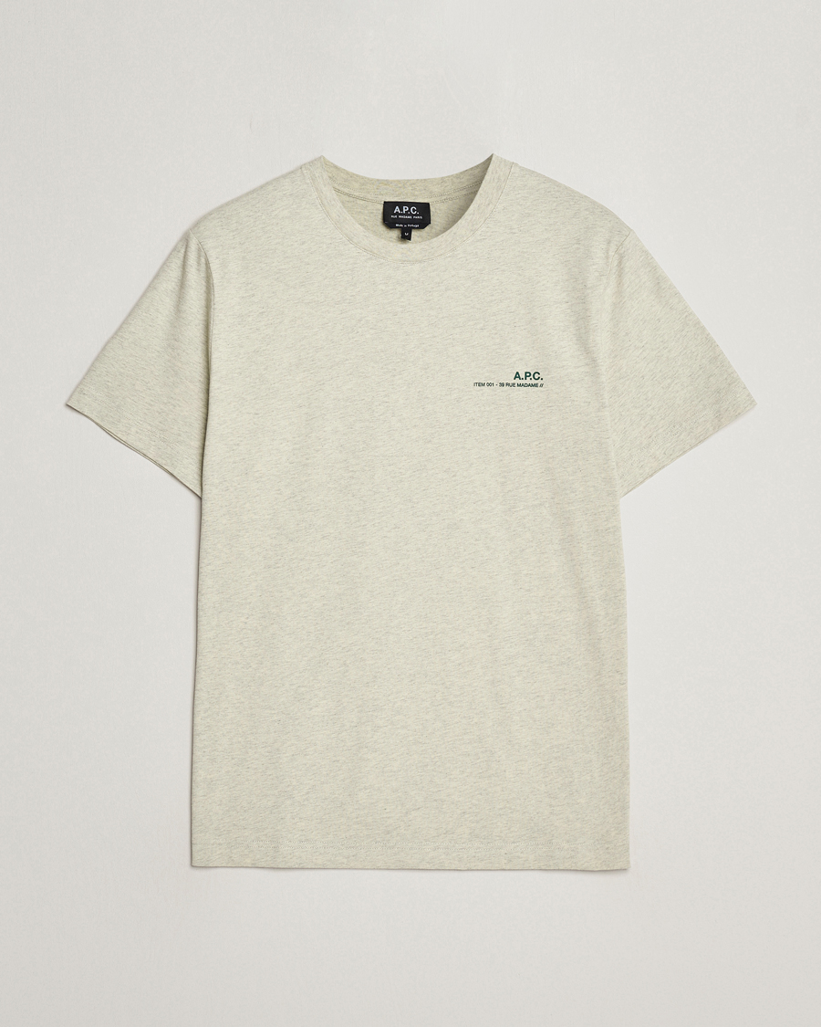 Herren | Kurzarm T-Shirt | A.P.C. | Item T-Shirt Vert Pale Chine