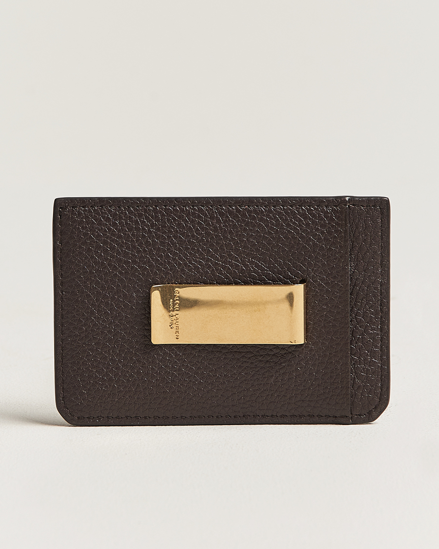 Herren | Kartenetui | Ralph Lauren Purple Label | Pebbled Calfskin Cardholder Dark Brown