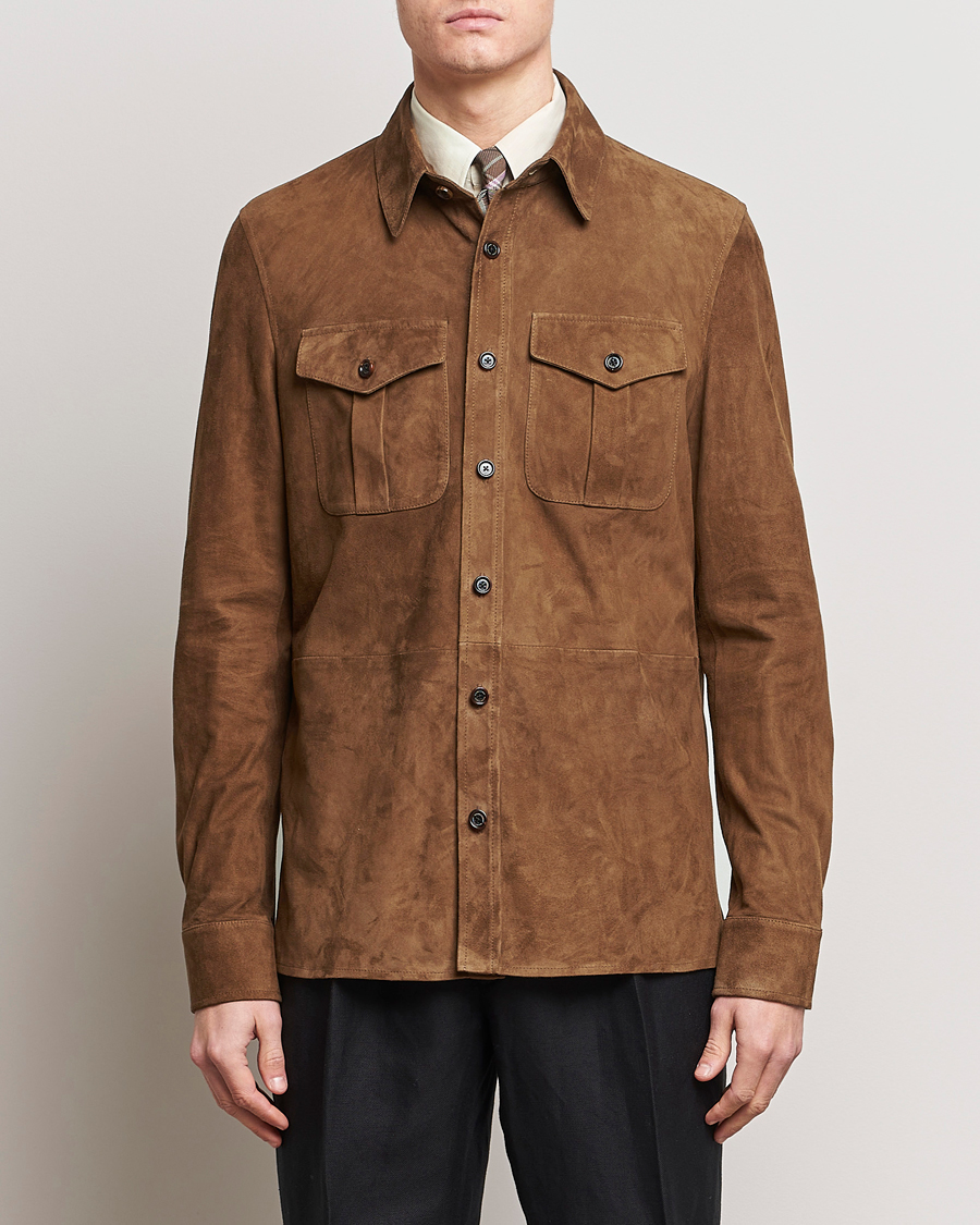 Herren | Sale | Ralph Lauren Purple Label | Suede Shirt Jacket Dark Brown