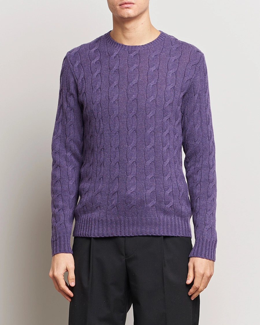 Herren | Ralph Lauren Holiday Dressing | Ralph Lauren Purple Label | Cashmere Cable Sweater Purple Melange