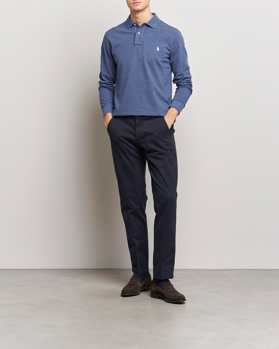 Herren | Pullover | Polo Ralph Lauren | Custom Slim Fit Long Sleeve Polo Navy Heather