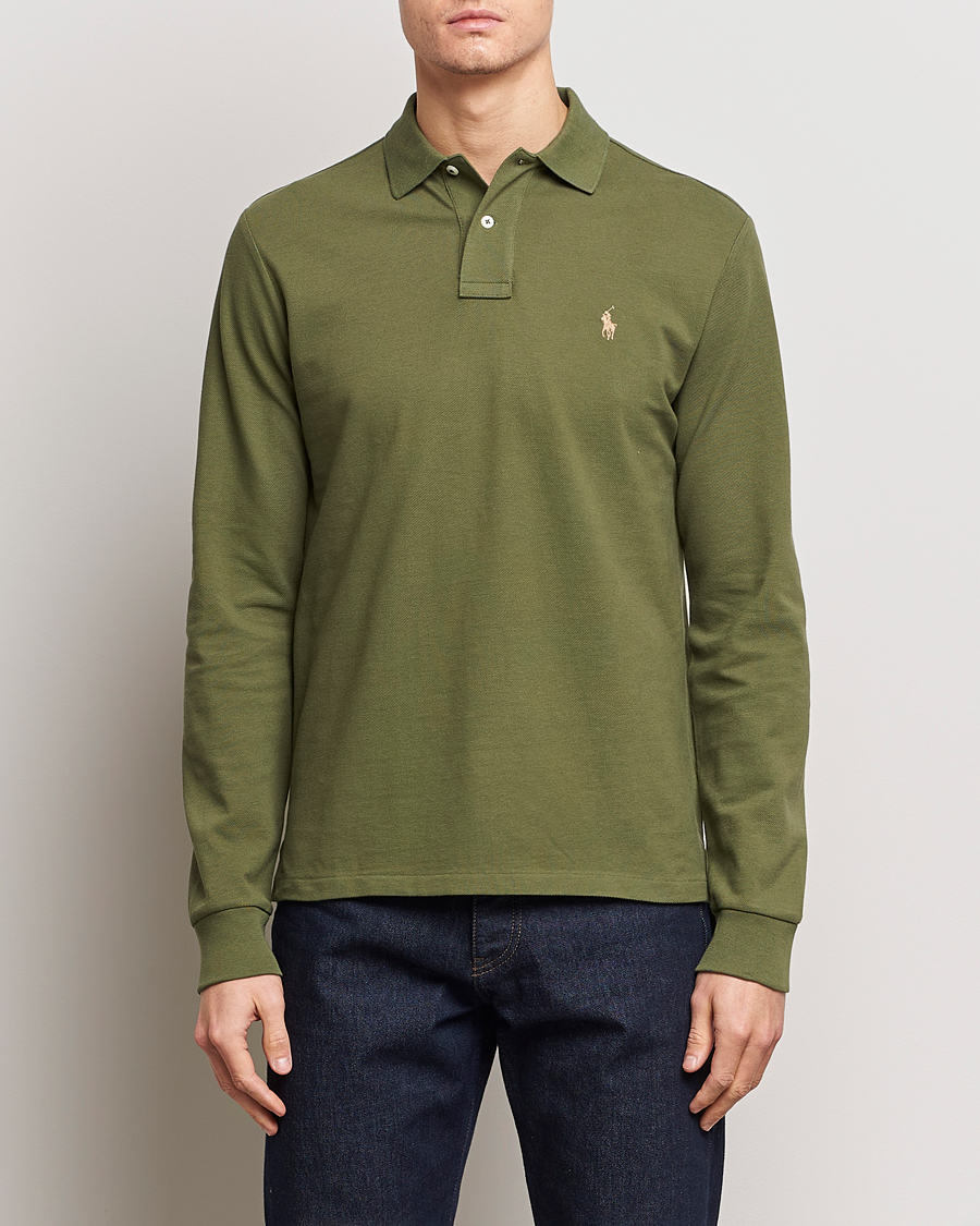Herren | Poloshirt | Polo Ralph Lauren | Custom Slim Fit Long Sleeve Polo Dark Sage