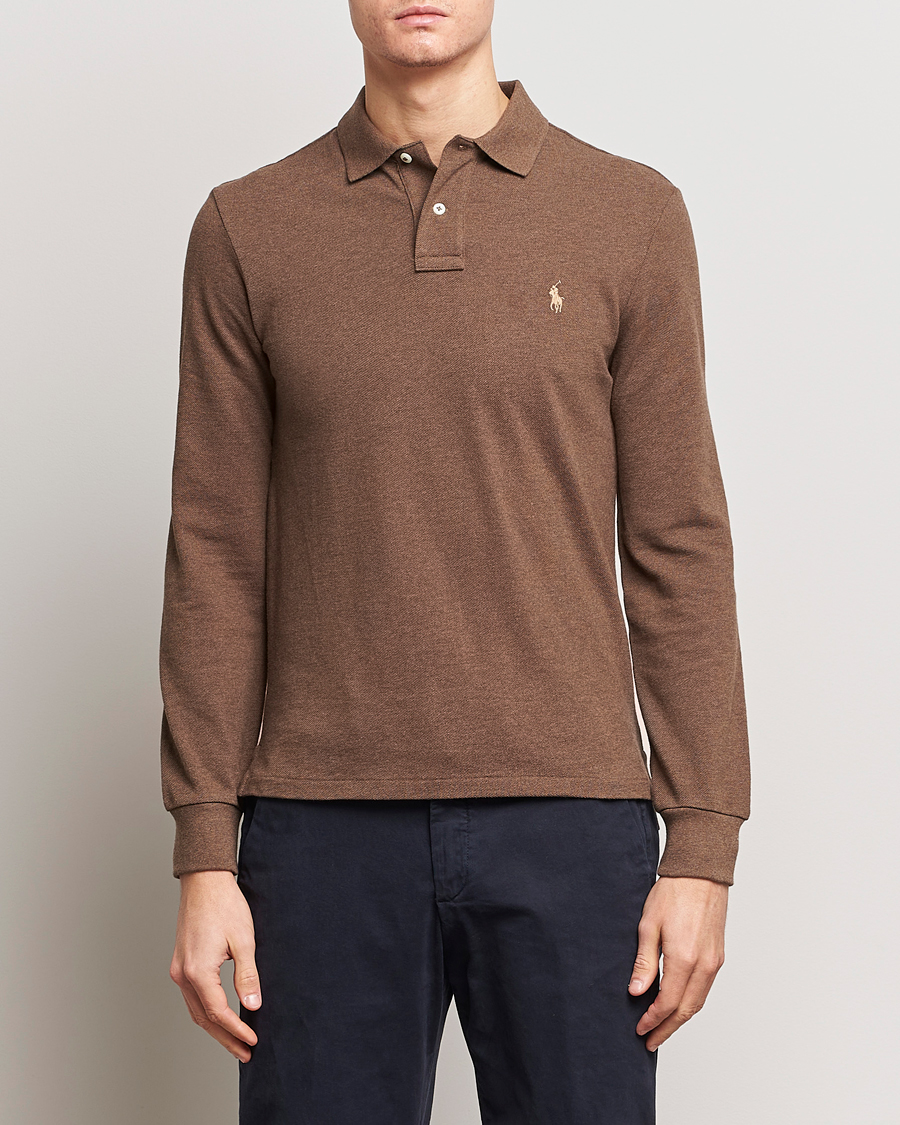 Herr | Långärmade pikéer | Polo Ralph Lauren | Slim Fit Long Sleeve Polo Cedar Heather