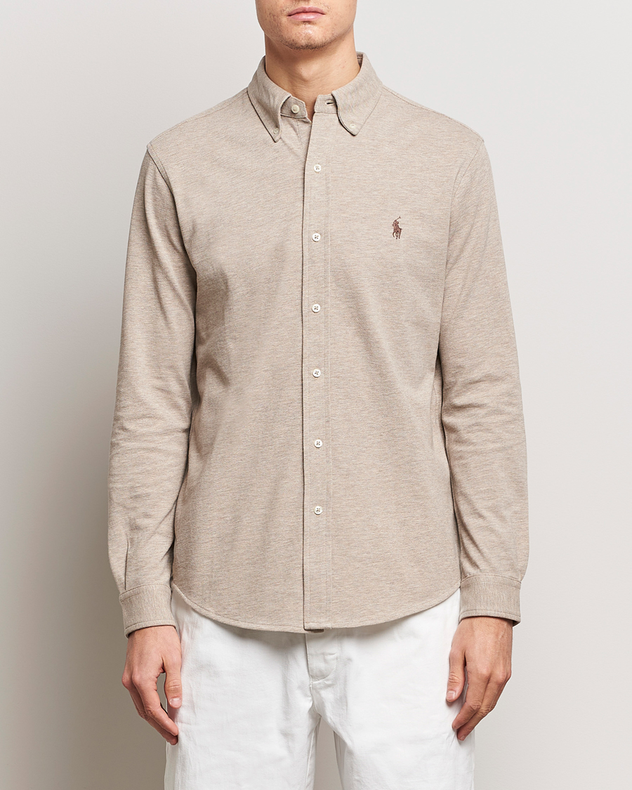 Herren | 30% sale | Polo Ralph Lauren | Slim Fit Featherweight Mesh Shirt Beige Heather