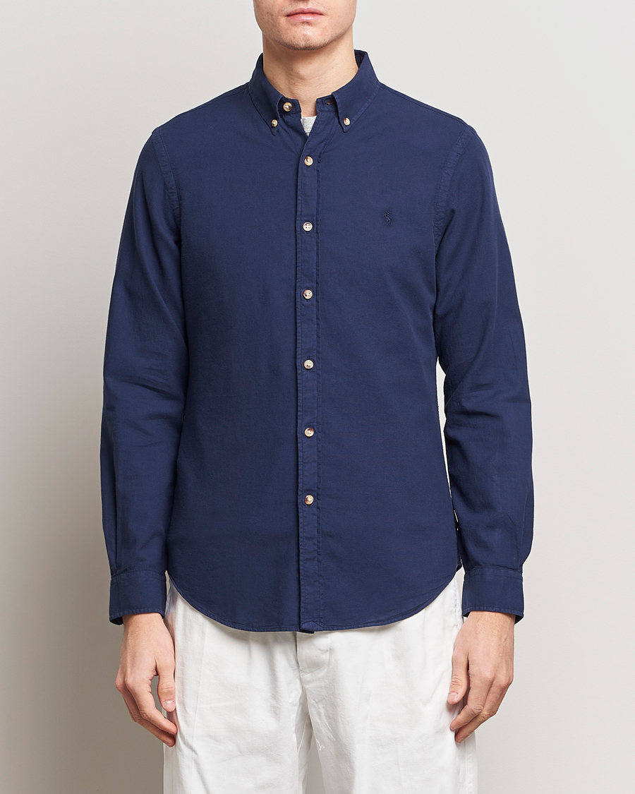 Herr |  | Polo Ralph Lauren | Slim Fit Cotton Textured Shirt Dark Indigo
