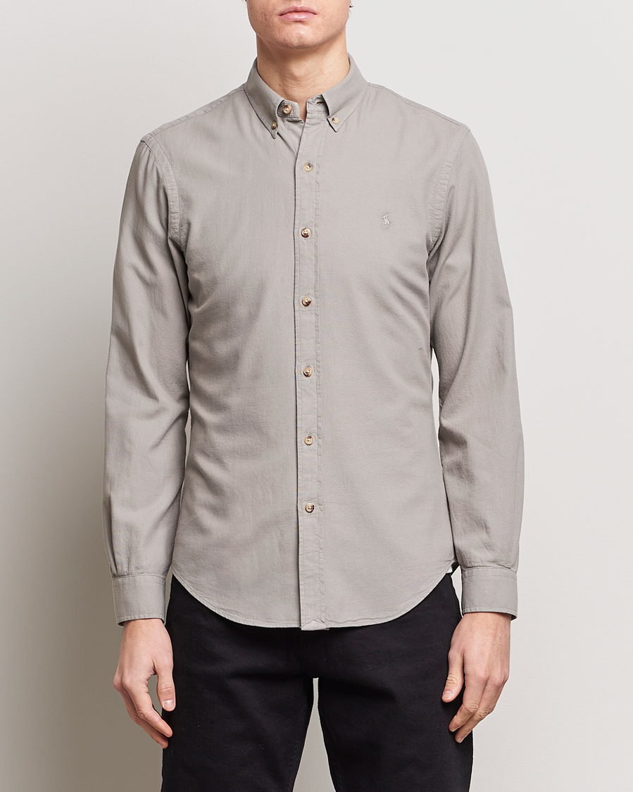 Herr | Rea kläder | Polo Ralph Lauren | Slim Fit Cotton Textured Shirt Grey Fog