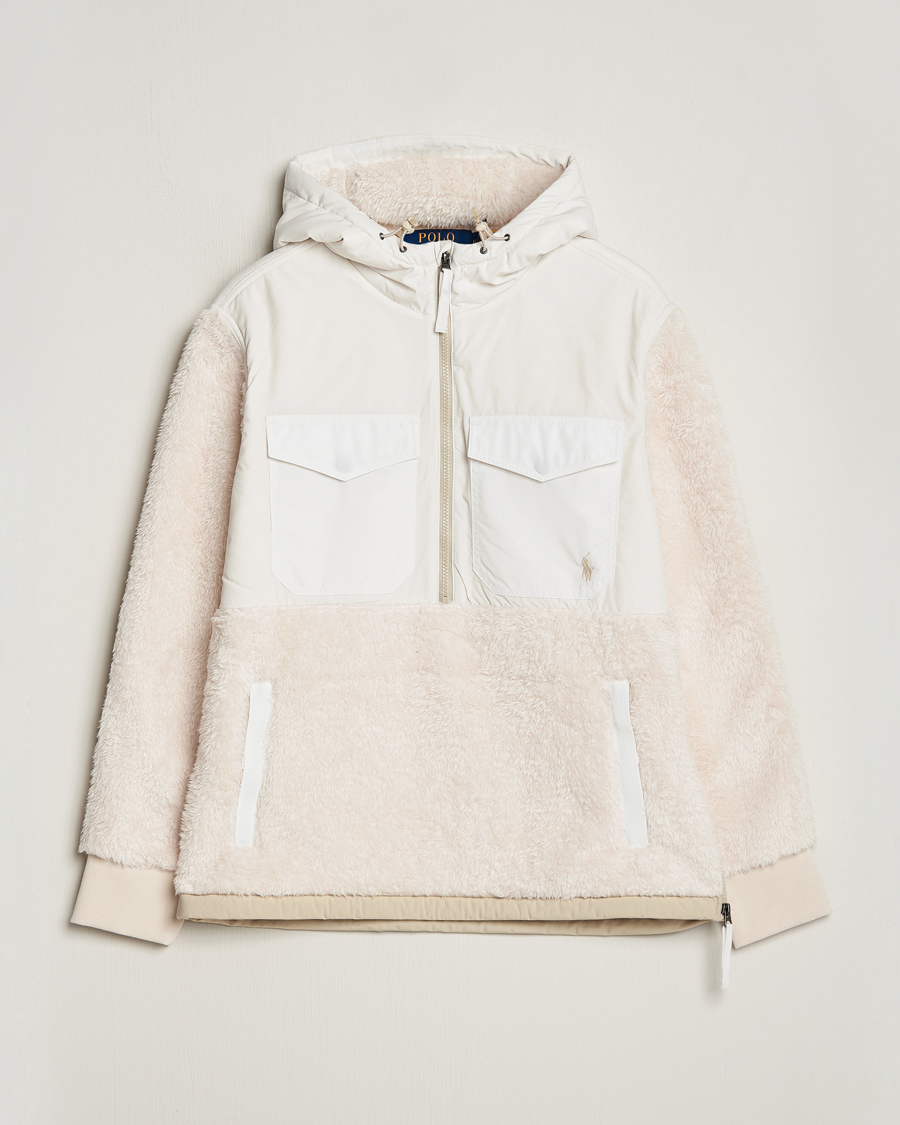 Herren | Pullover | Polo Ralph Lauren | Curly Sherpa/Nylon Half Zip Hoodie Cream Multi
