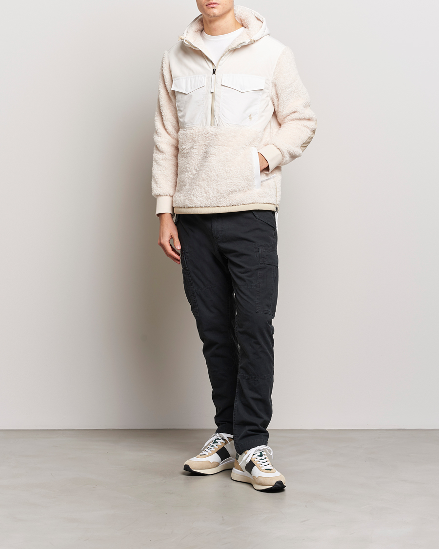 Herren | Pullover | Polo Ralph Lauren | Curly Sherpa/Nylon Half Zip Hoodie Cream Multi