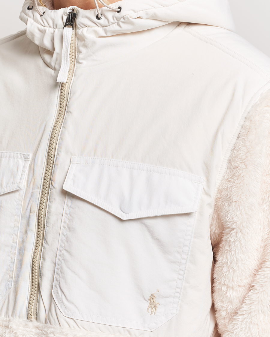 Herren | Pullover | Polo Ralph Lauren | Curly Sherpa/Nylon Half Zip Hoodie Cream Multi