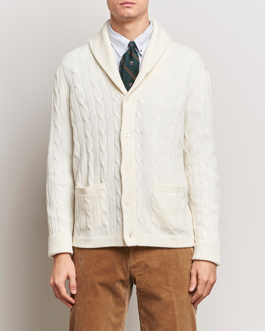 Herren | Sale | Polo Ralph Lauren | Cashmere Cable Shawl Collar Cardigan Cream