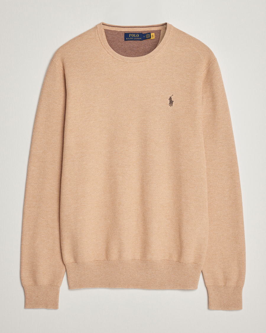 Herren | Pullover | Polo Ralph Lauren | Textured Cotton Crew Neck Sweater Camel Melange