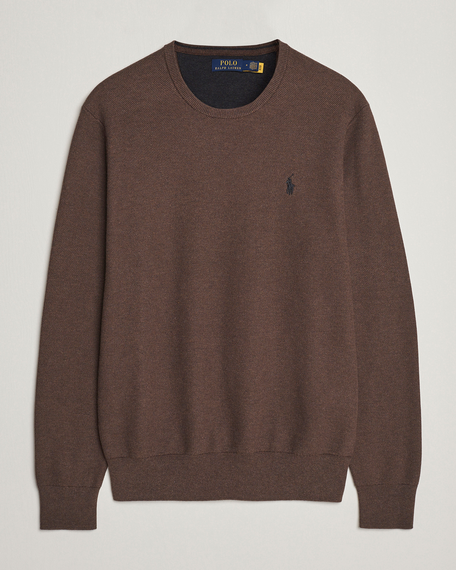 Herren | Pullover | Polo Ralph Lauren | Textured Cotton Crew Neck Sweater Spa Brown Heather