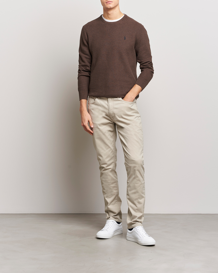 Herren | Pullover | Polo Ralph Lauren | Textured Cotton Crew Neck Sweater Spa Brown Heather