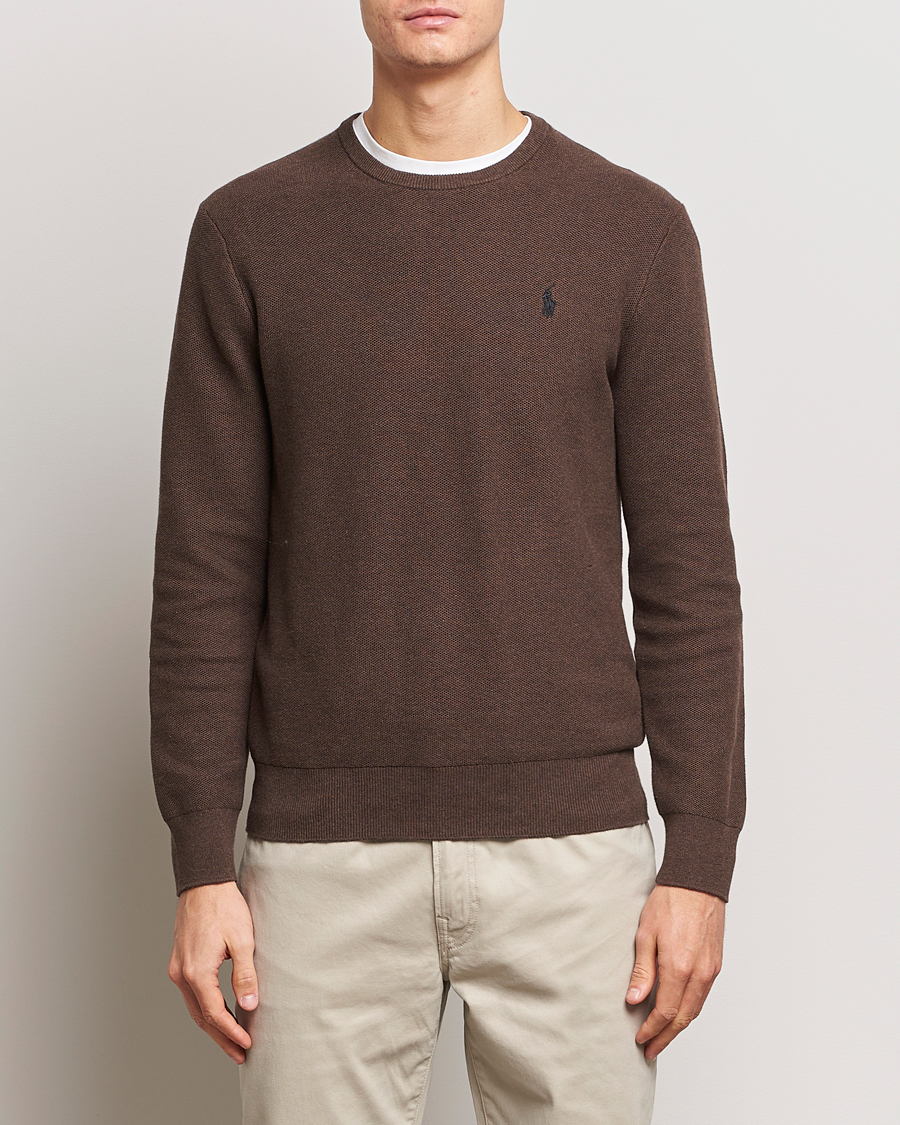 Herren |  | Polo Ralph Lauren | Textured Cotton Crew Neck Sweater Spa Brown Heather