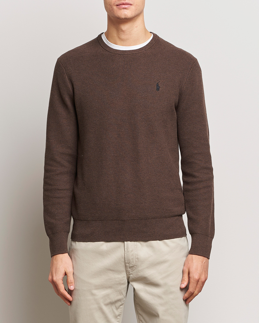Herren | Pullover | Polo Ralph Lauren | Textured Cotton Crew Neck Sweater Spa Brown Heather
