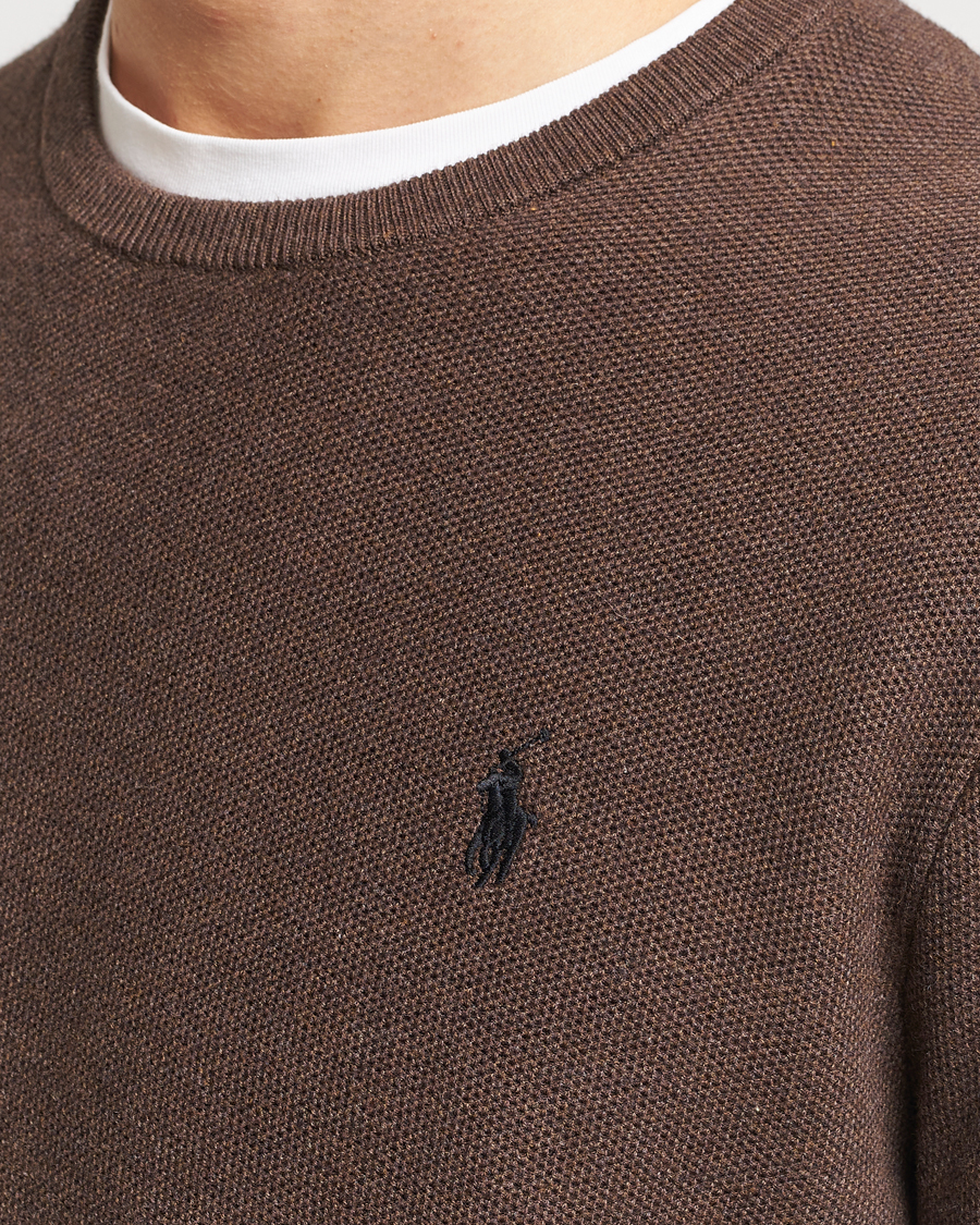 Herren | Pullover | Polo Ralph Lauren | Textured Cotton Crew Neck Sweater Spa Brown Heather