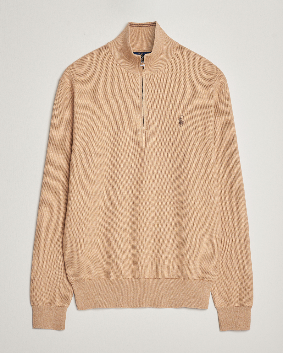 Herren | Pullover | Polo Ralph Lauren | Textured Half Zip Camel Melange
