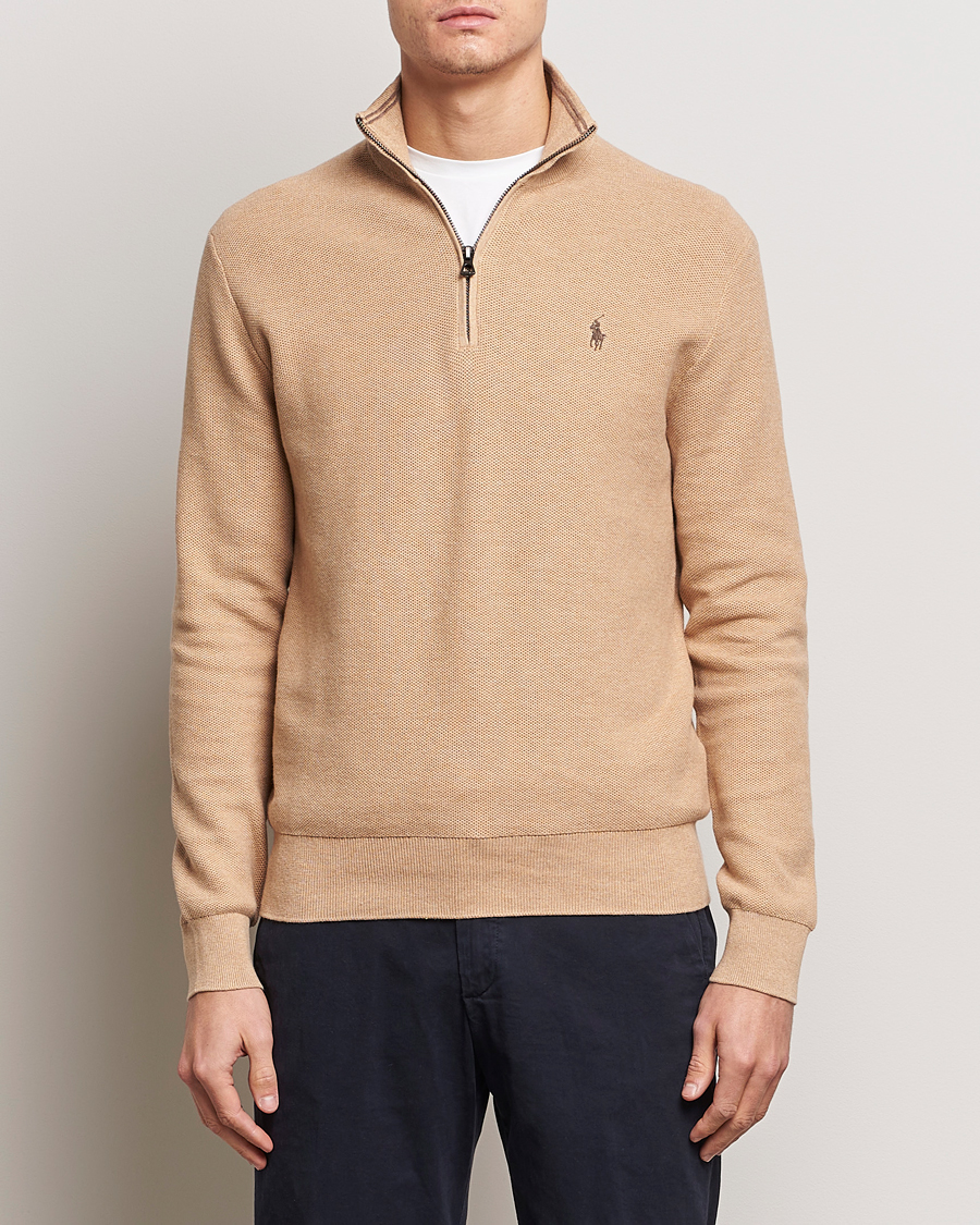 Herren | Pullover | Polo Ralph Lauren | Textured Half Zip Camel Melange