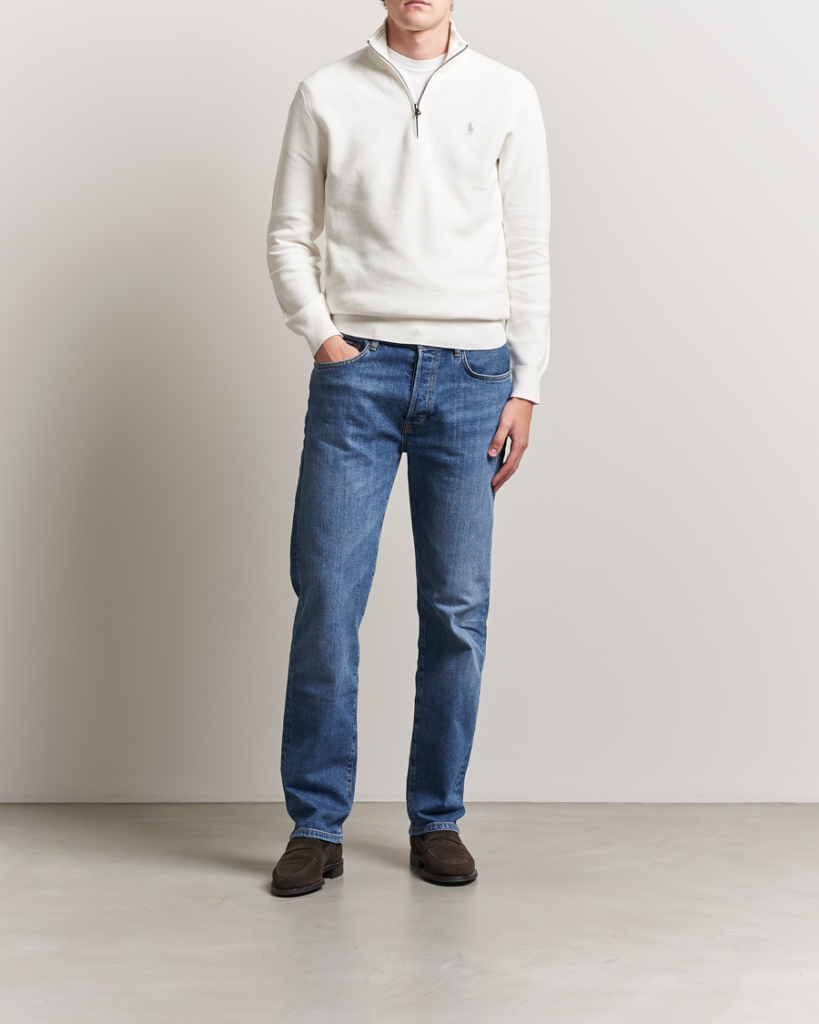 Herren | Pullover | Polo Ralph Lauren | Textured Half Zip Deckwash White