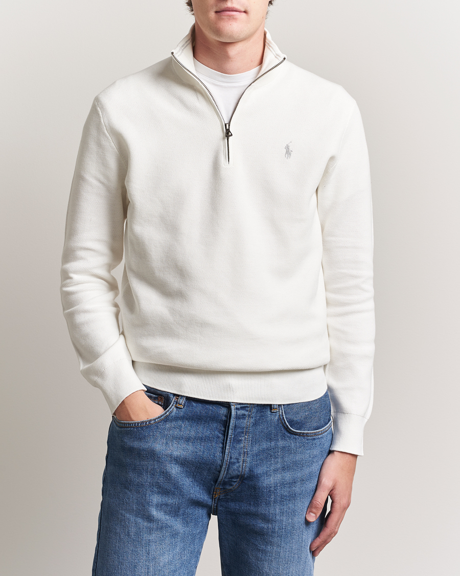 Herren | Pullover | Polo Ralph Lauren | Textured Half Zip Deckwash White