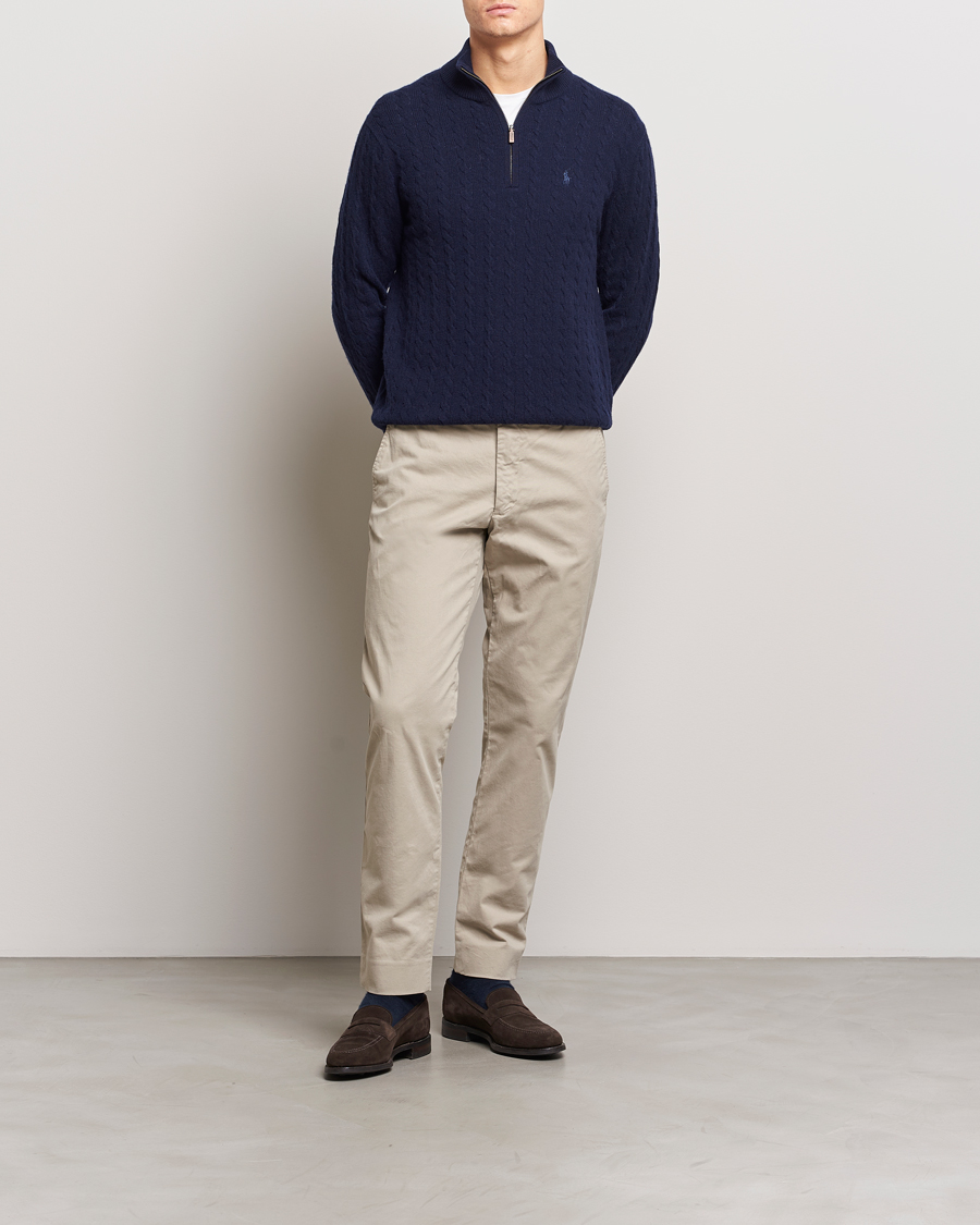 Herren | Pullover | Polo Ralph Lauren | Wool/Cotton Cable Half-Zip Hunter Navy