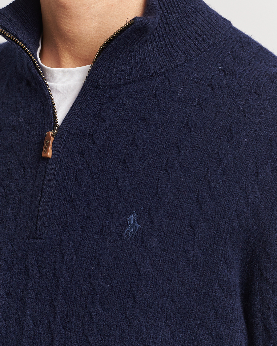 Herren | Pullover | Polo Ralph Lauren | Wool/Cotton Cable Half-Zip Hunter Navy