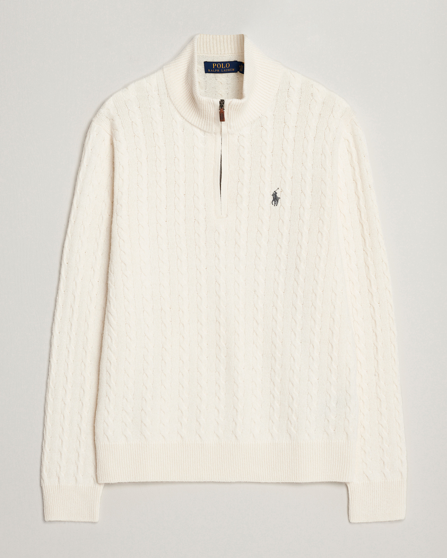 Herren |  | Polo Ralph Lauren | Wool/Cotton Cable Half-Zip Andover Cream