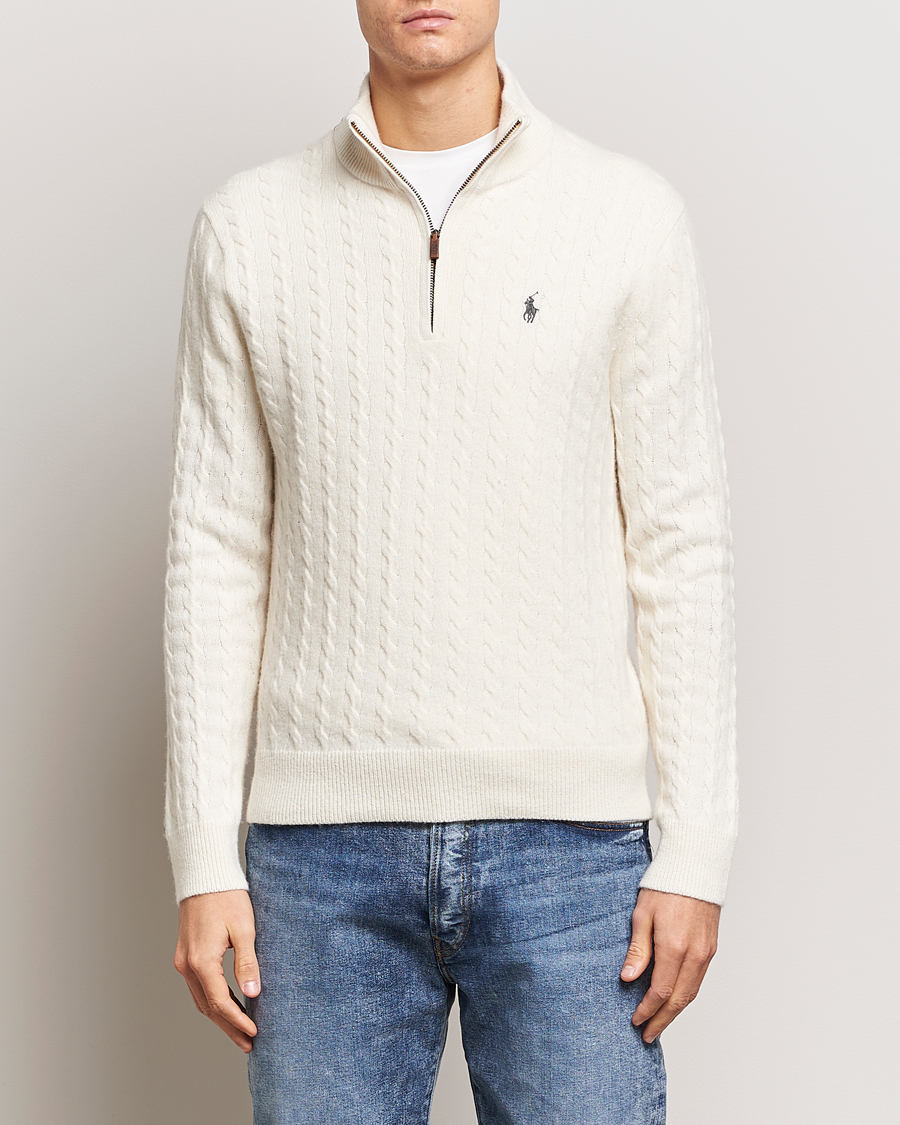 Herren | Half-zip | Polo Ralph Lauren | Wool/Cotton Cable Half-Zip Andover Cream