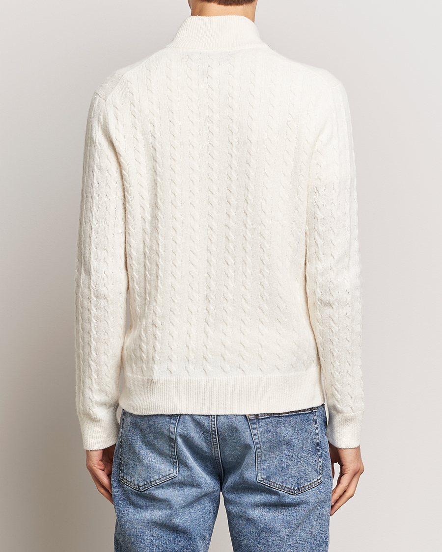 Herren | Pullover | Polo Ralph Lauren | Wool/Cotton Cable Half-Zip Andover Cream
