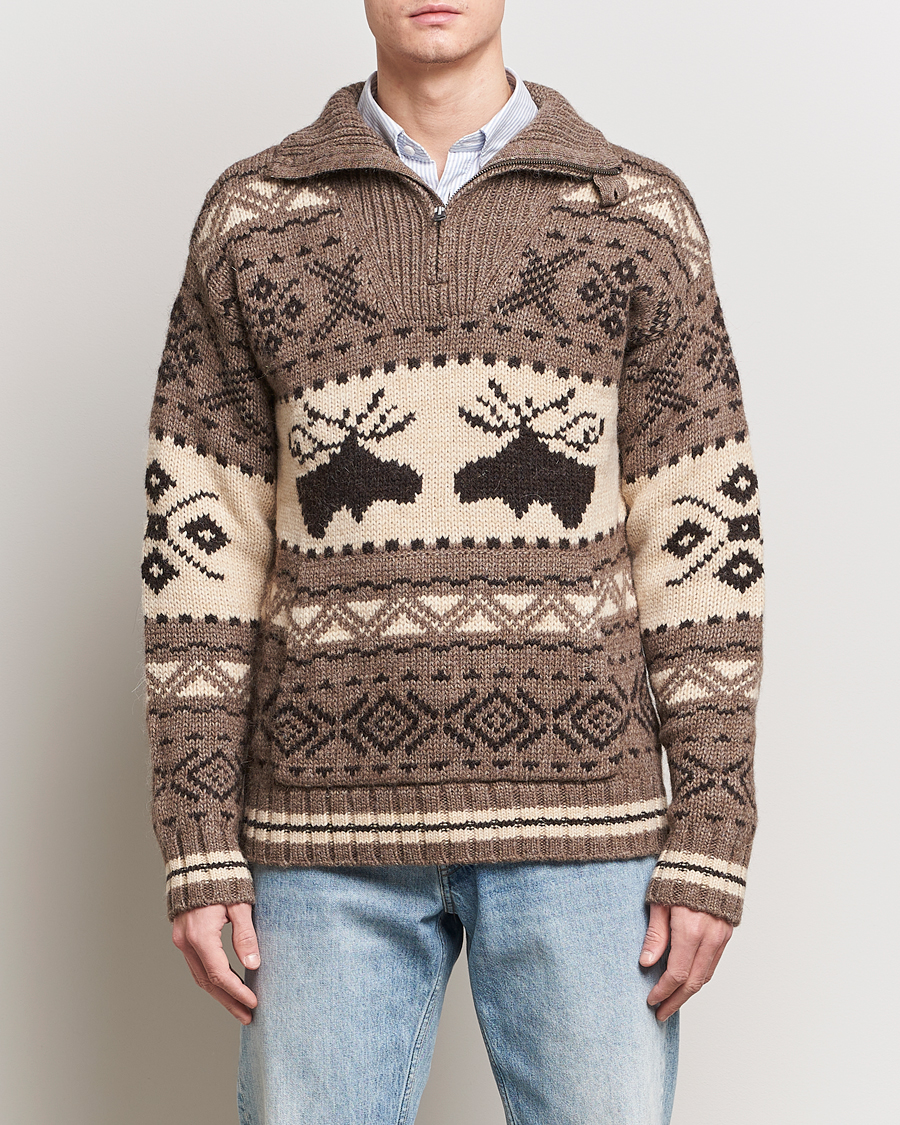 Herren | Pullover | Polo Ralph Lauren | Wool Knitted Half-Zip Sweater Medium Brown