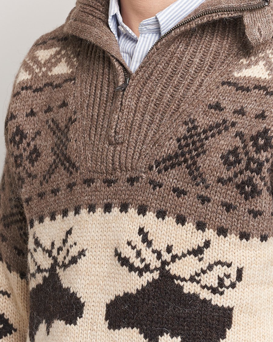 Herren | Pullover | Polo Ralph Lauren | Wool Knitted Half-Zip Sweater Medium Brown