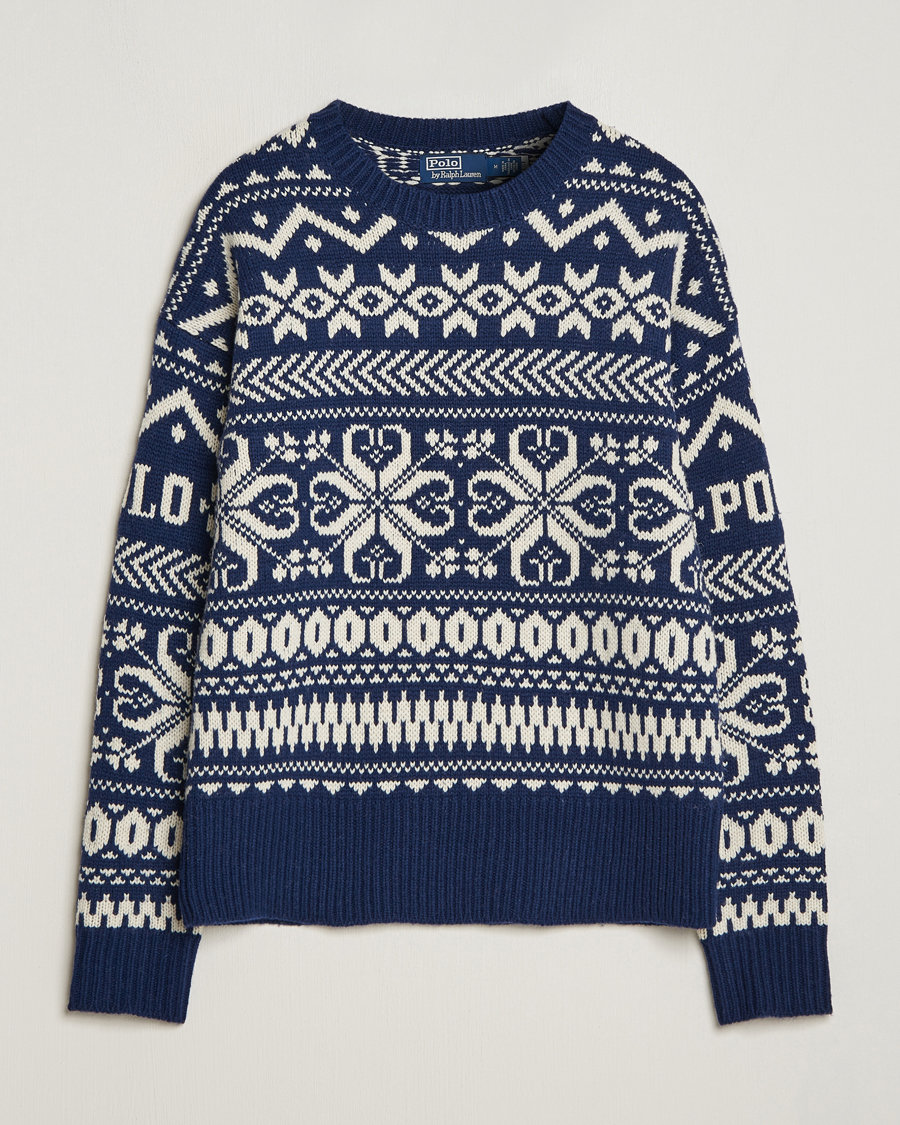 Herren | Weihnachtspullover | Polo Ralph Lauren | Wool Knitted Snowflake Crew Neck Bright Navy