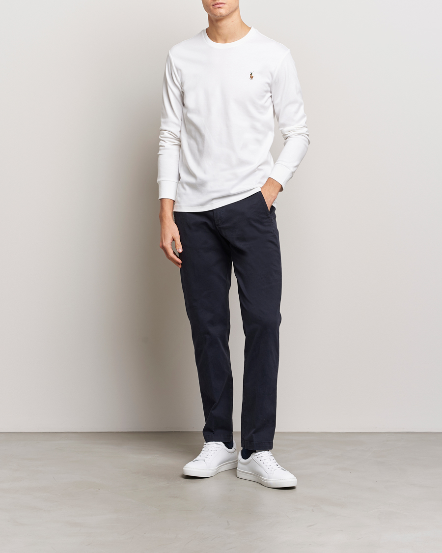 Herren | T-Shirts | Polo Ralph Lauren | Luxury Pima Cotton Long Sleeve T-Shirt White