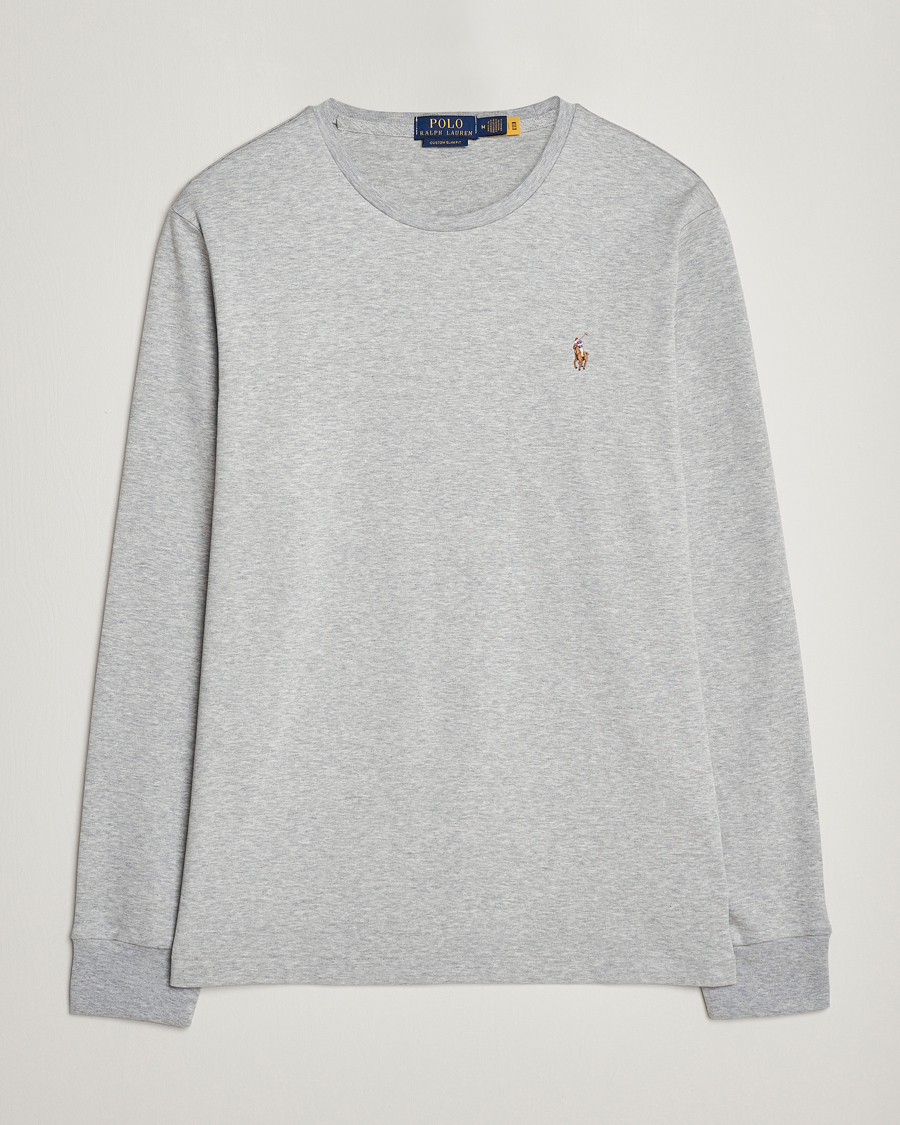 Herren | T-Shirts | Polo Ralph Lauren | Luxury Pima Cotton Long Sleeve T-Shirt Light Grey