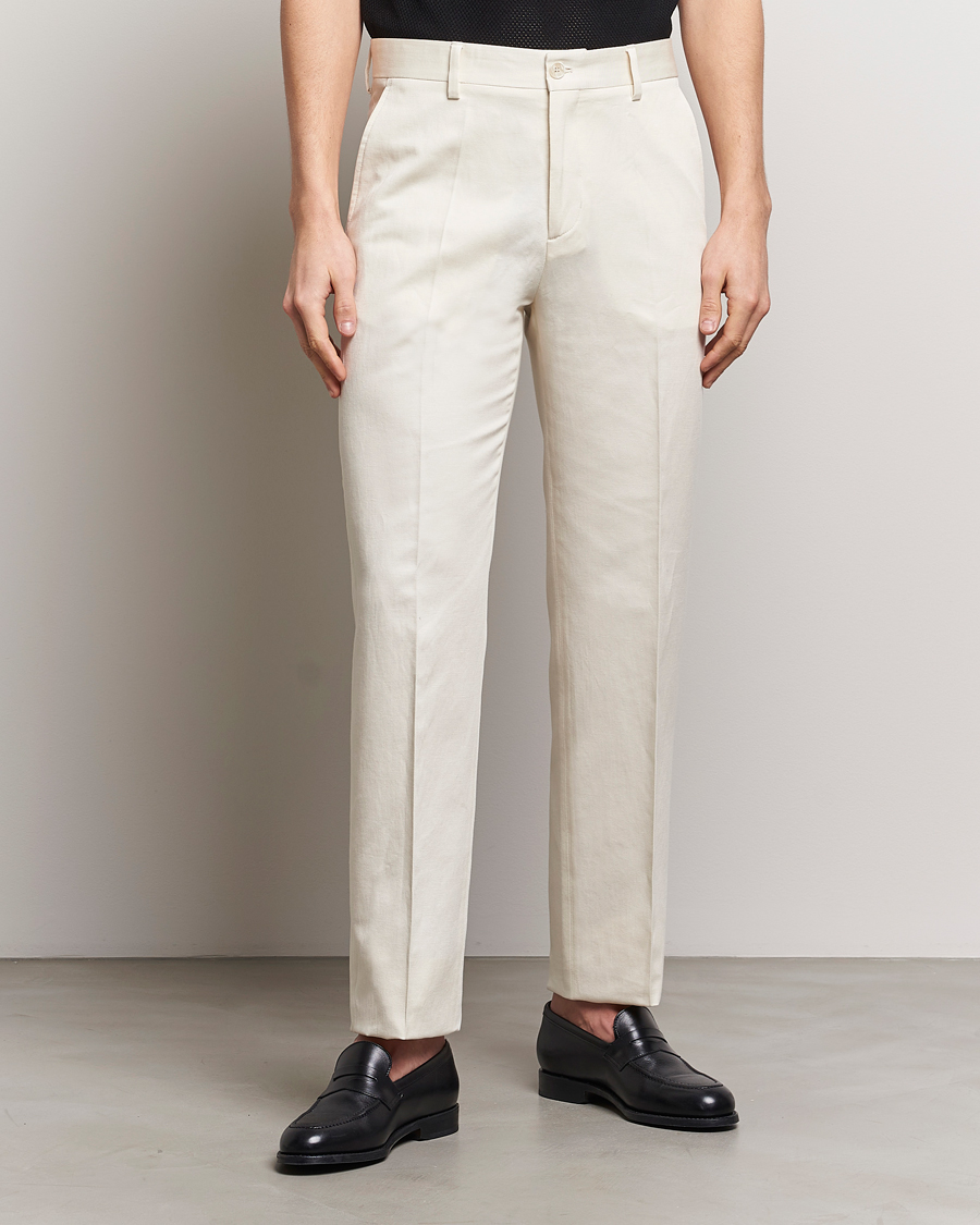 Men |  | Filippa K | Straight Linen Trousers Bone White