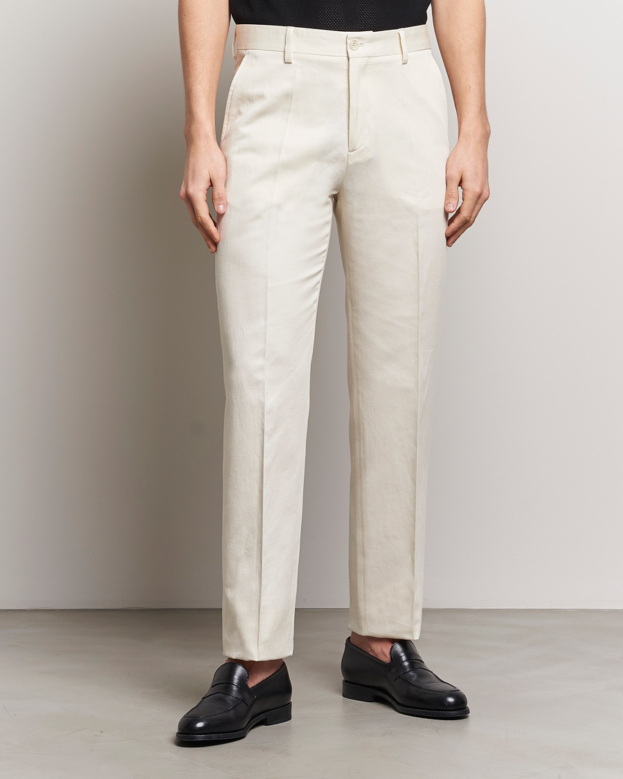 Herr | Linnebyxor | Filippa K | Straight Linen Trousers Bone White